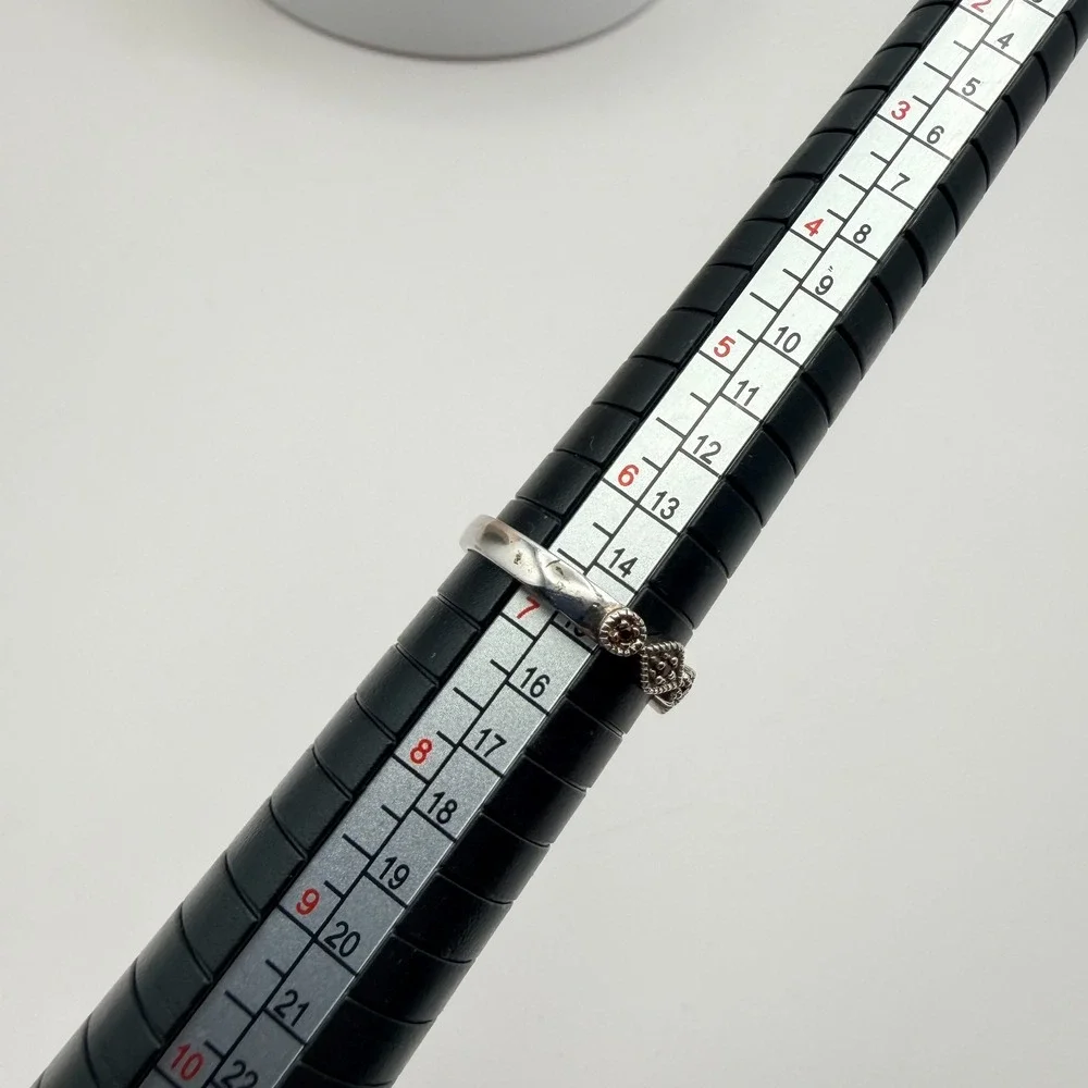 Vintage 90s Silver Tone Red Glass Ring‎ Women's Classic Fashion Jewelry